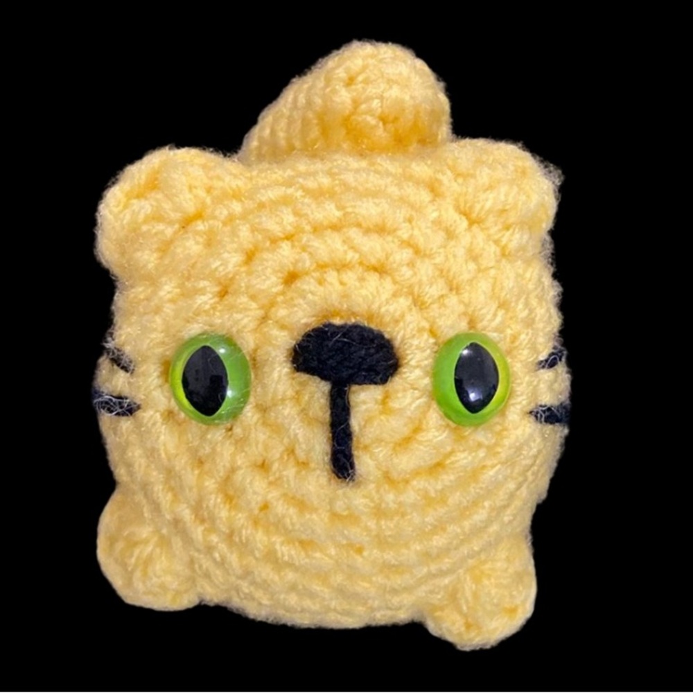 Yellow Crocheted Cat Plush